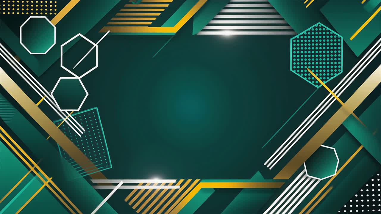 Abstract Geometric Background Animation with Gold and Teal Shapes