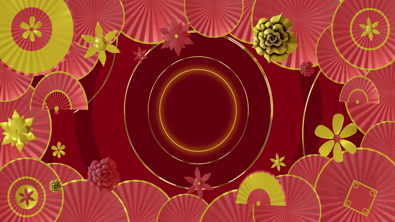 animación de patrón chino con espacio de copia en fondo rojo