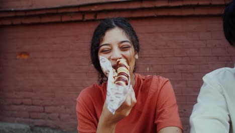 friends enjoying street food