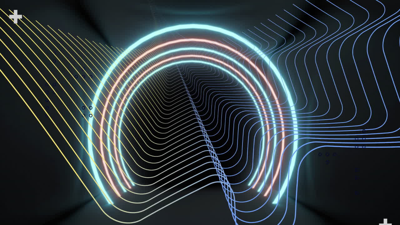 Animation of shapes moving over black background