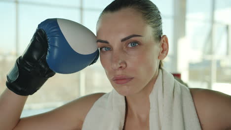 woman resting after boxing training