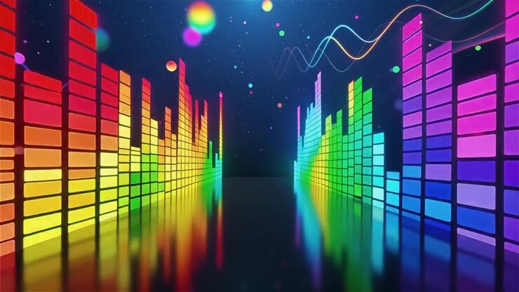 Futuristic Rainbow Neon Music Equalizer Visualizer Background