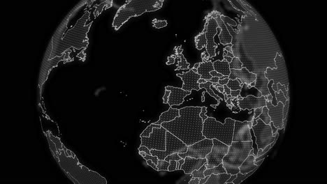 portugal país alfa para la edición de datos tecnología de análisis de globo giratorio, video cinematográfico muestra un globo digital giratorio, haciendo zoom en portugal país alfa para la edición de plantilla