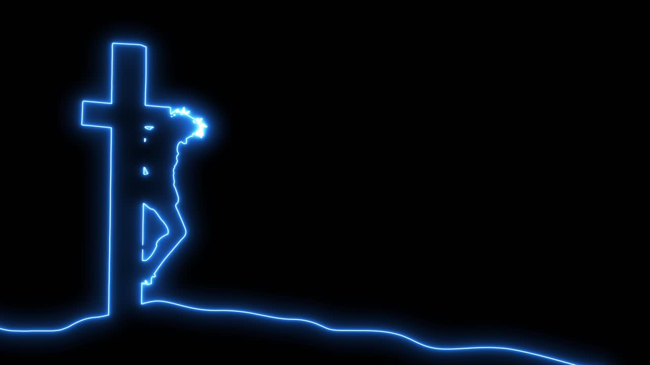 산꼭대기에 십자가에 못 박히신 예수 그리스도 애니메이션