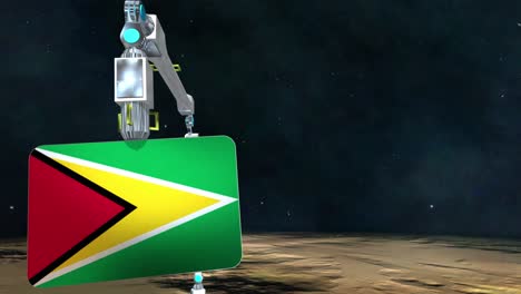 la placa de la bandera de guyana excavada en el planeta.