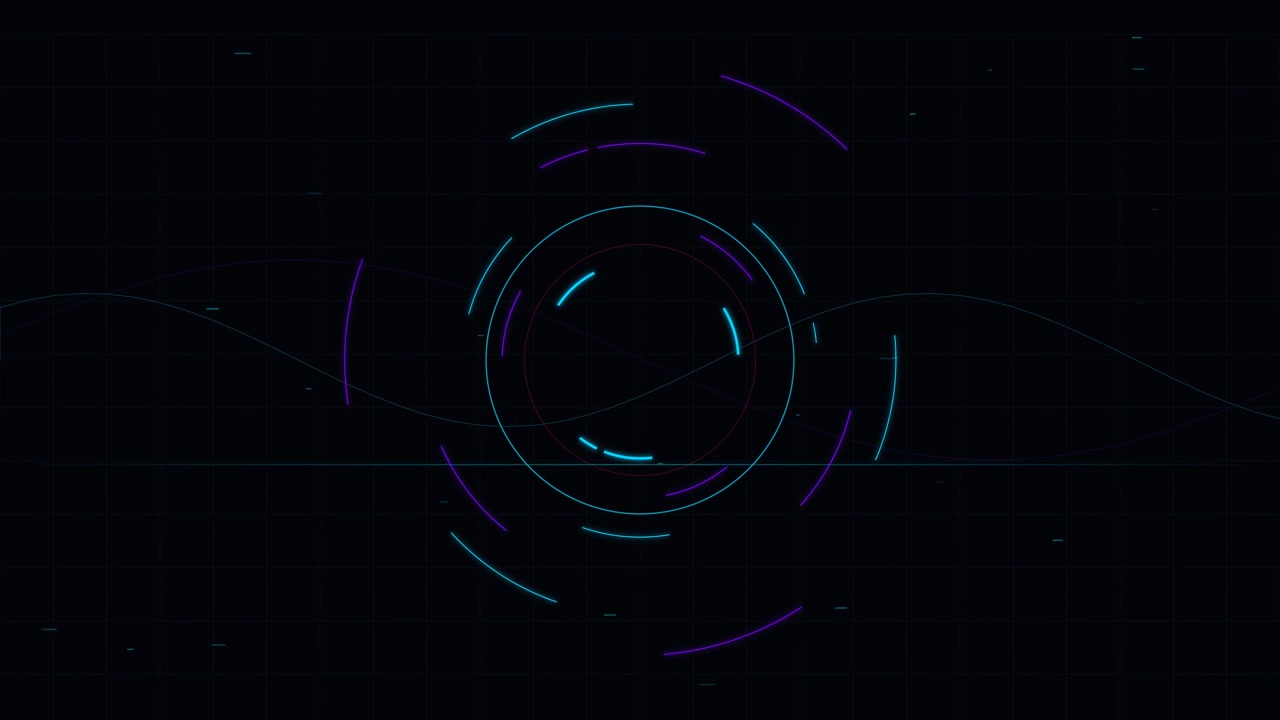 Interface Digital HUD Abstrata com Elementos Circulares Rotativos