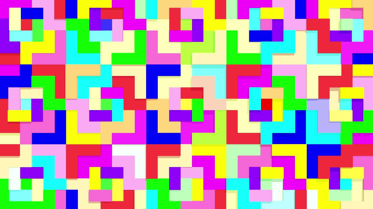 colorida caja de forma geométrica movimiento de bucle sin costuras suavemente alrededor puede ser utilizado como fondo para la educación del niño.