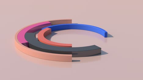 colorful arcs morphing. beige background, close-up. abstract animation, 3d render.