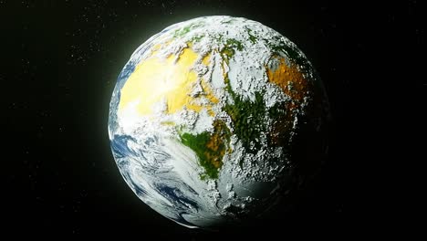 colorful planet earth viewed from space. planet earth surrounded by stars, showcasing vibrant land and ocean textures against a dark backdrop.
