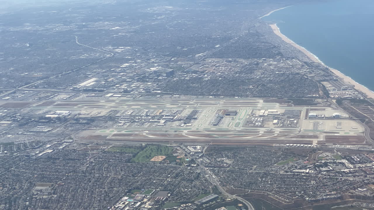 Los Angeles International Airport seen from above looking south during arrival