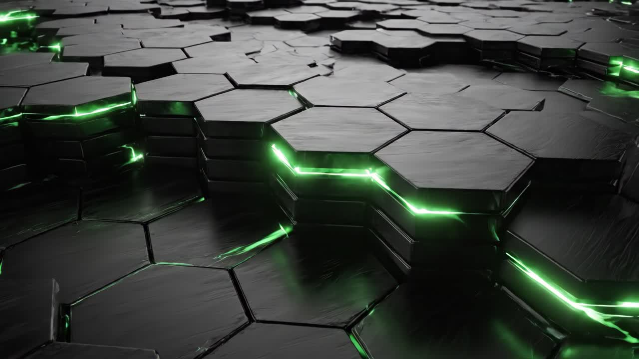 Abstract Hexagon Pattern with Green Glow