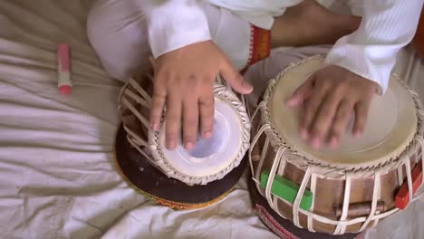 Handheld-Shot-of-Hands-Playing-Tabla