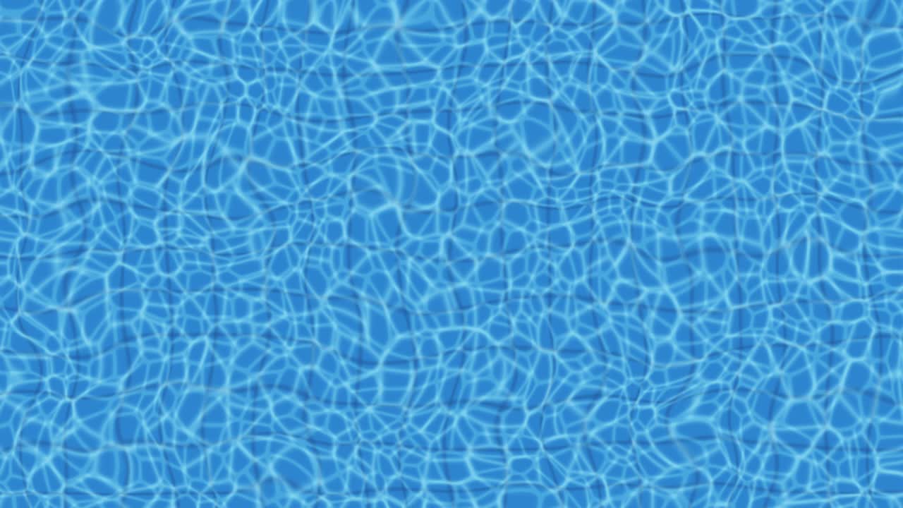 Animasi kolam air tampilan atas. Desain untuk latar belakang liburan musim panas dengan ruang salin, wallpaper, spanduk web, tampilan iklan. Rekaman animasi berulang 4k kolam renang biru.