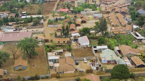 Birdseye-aerial-view-of-Loitokitok-kenya,-shanty-poor-neighborhood-of-Nairobi-suburbs,-Kenya