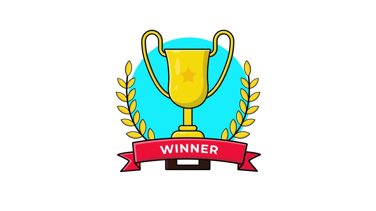 Animated Winner Trophy with Laurel Wreath and Star