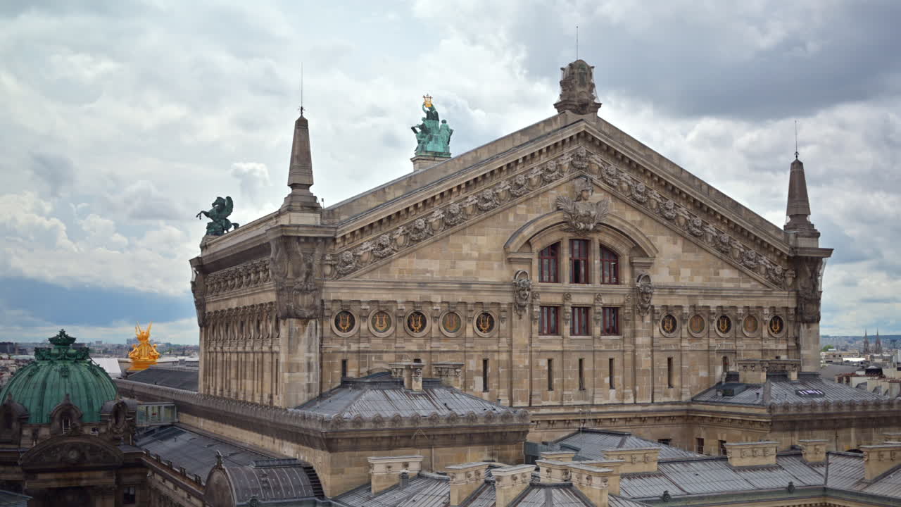 Backside view of the top of the Palais Garnier in Paris, France