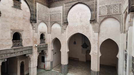 Palace-riad-inside-authentic-indoor-garden-in-Fes-Fez-El-Bali-Morocco