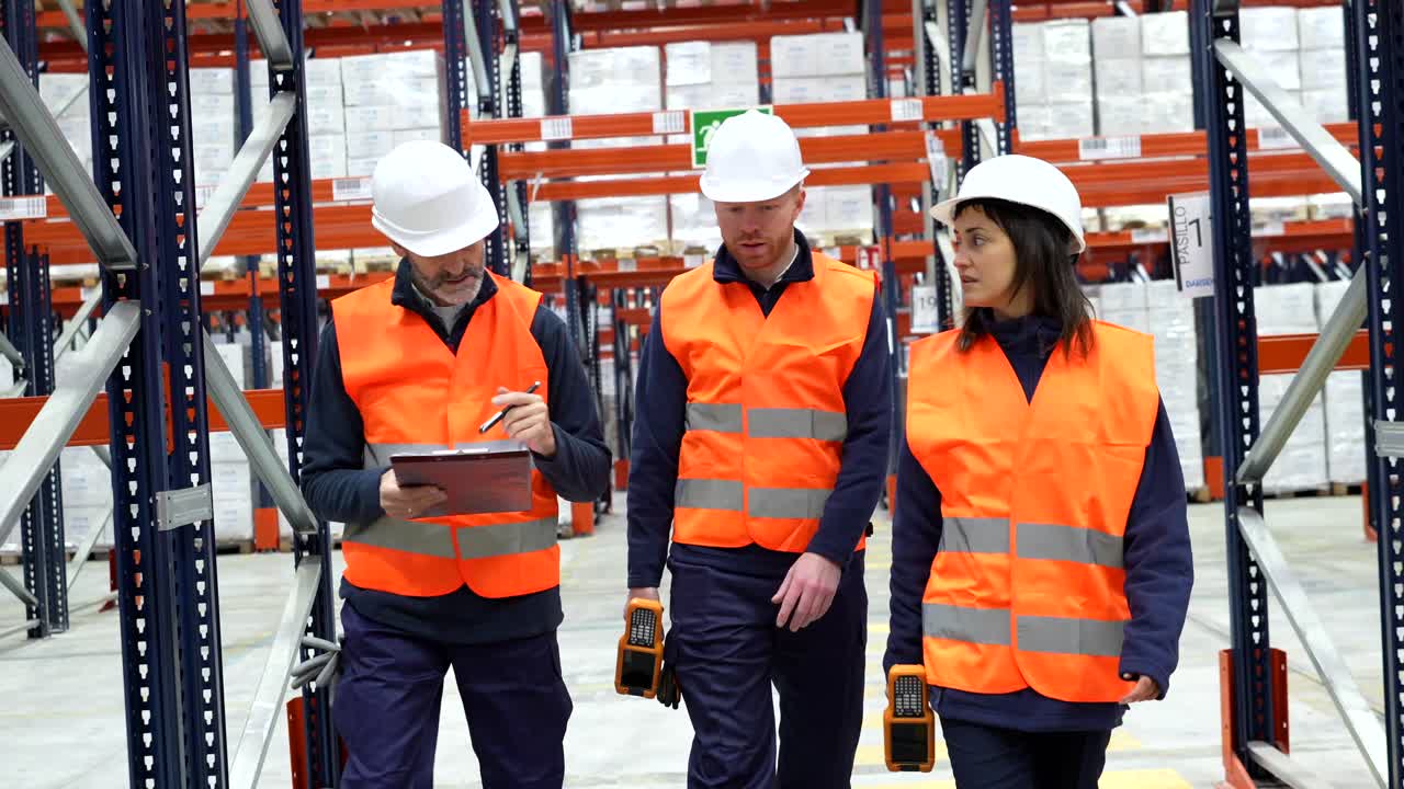 Trabajadores de almacén realizando un control de inventario