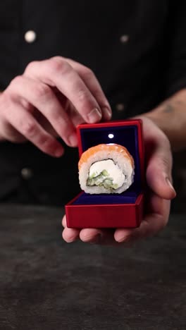 sushi in a ring box