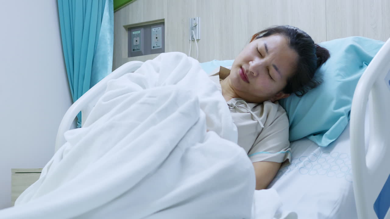 A weary patient rests in a hospital bed capturing emotional journey of recovery and peace in a medical setting