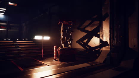 dark sci-fi spaceship corridor