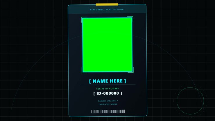Skabelon til digitalt identifikationskort til personale med grøn skærm-pladsholder