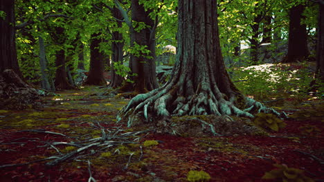 Large-and-long-tree-roots-with-moss