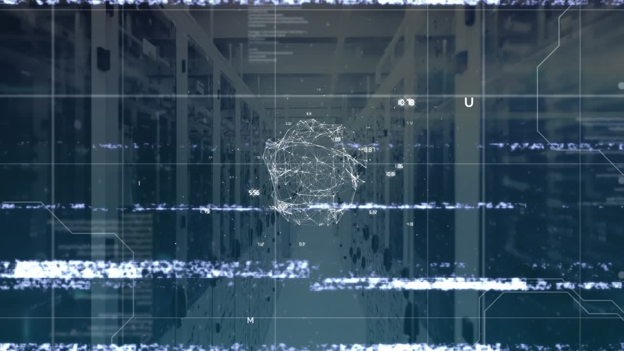 Animation of digital interface over server room