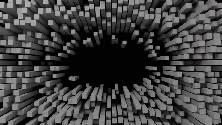 Abstract 3D Animation of Growing Grey Rectangular Bars