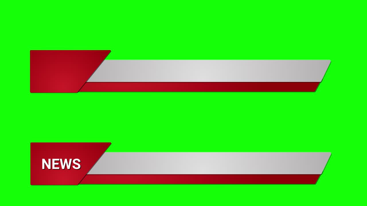 News broadcast elements on a green screen. Opening intro title Lower Third. Animation