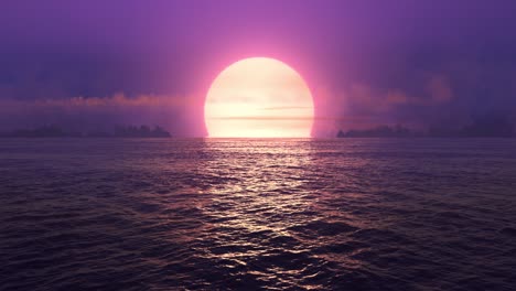 purple sunset over seamlessly looped ocean.