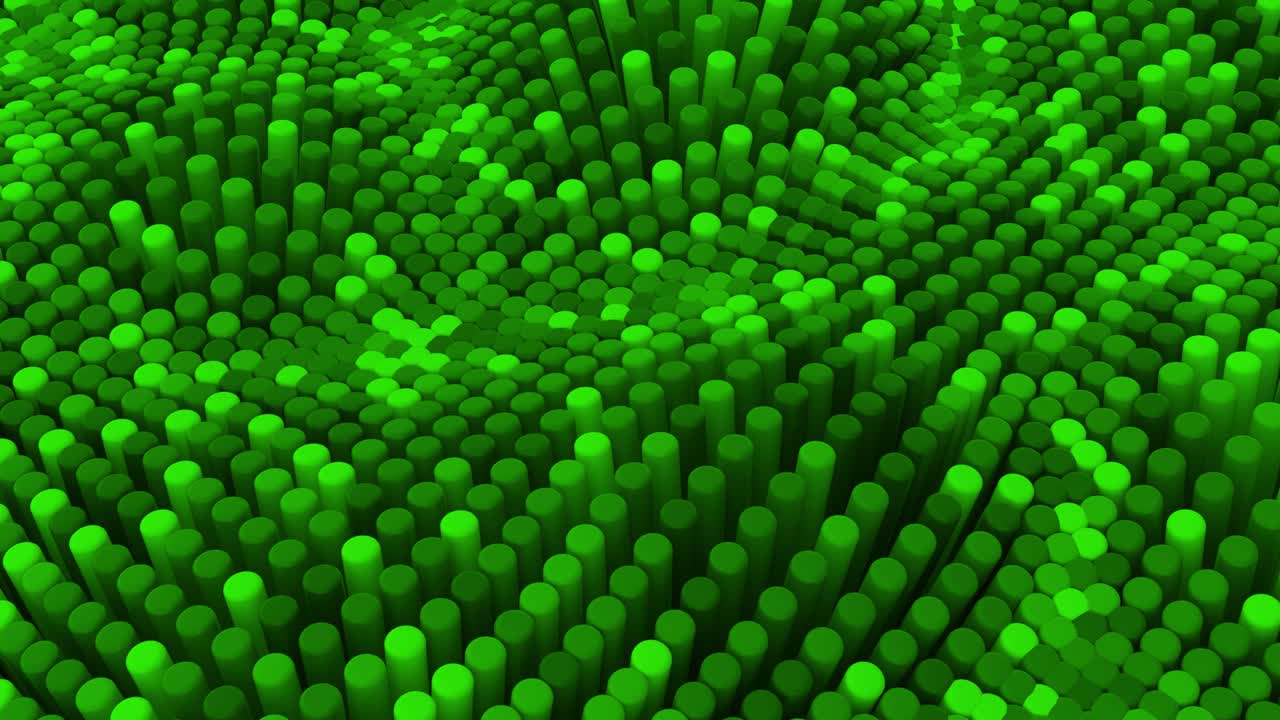 arco iris multicolor verde abstracto fondo colorido con cilindros. azulejos redondos de cerámica. patrón de geometría. células aleatorias. superficie poligonal. abstracción futurista. bucle sin costuras animación 3d de 4k