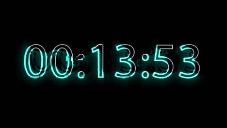 glitching neon timer display