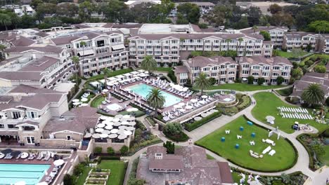 super wide drone shot circling the montage resort on laguna beach