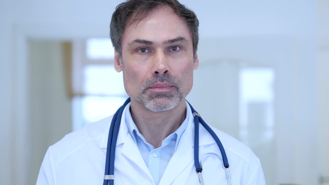 직장에서 병원에서 의사에 의해 엄지손가락을 올립니다.