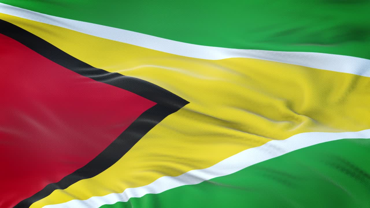Bandiera della Guyana che sventola al vento con texture del tessuto altamente dettagliata. Loop continuo