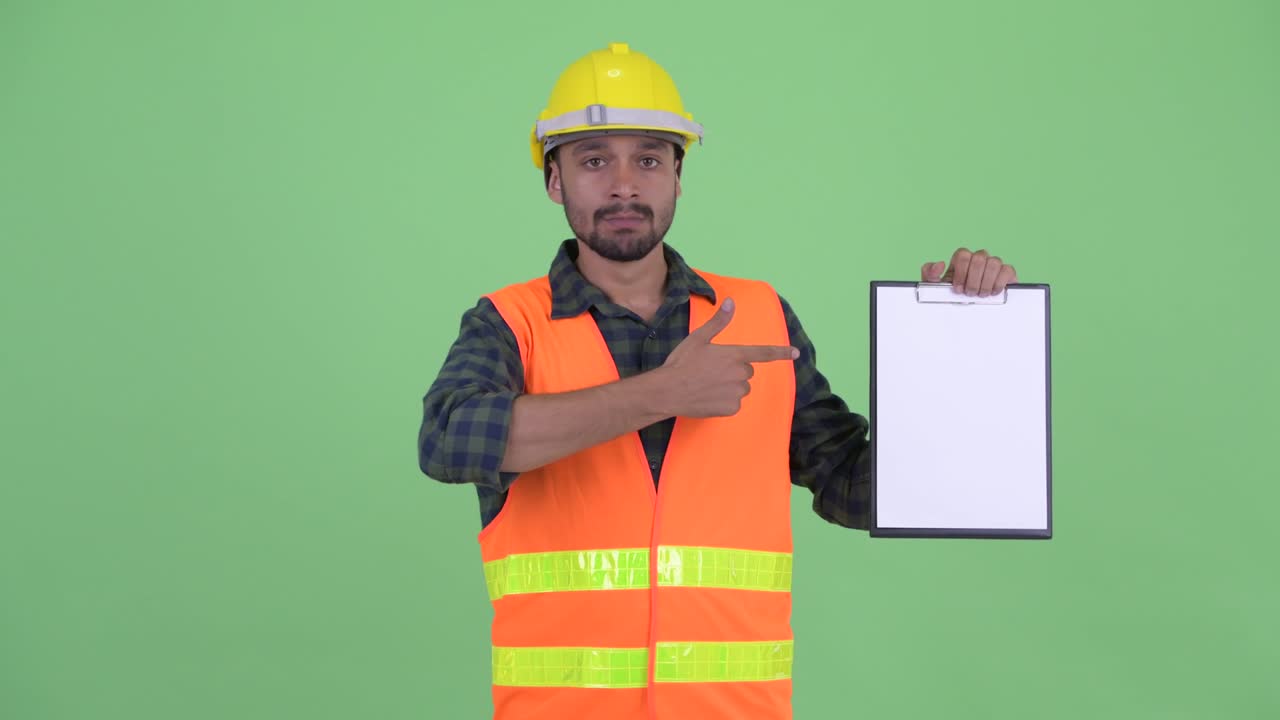 젊은, 잘생긴, 수염이 있는 페르시아인, 건설 노동자.