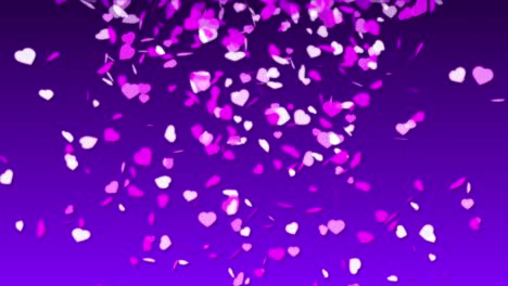 Love-heart-romance-falling-floating-from-sky-animation-glow-soft-shape-symbol-on-gradient-colour-background-visual-effect-3D-dynamic-royal-purple