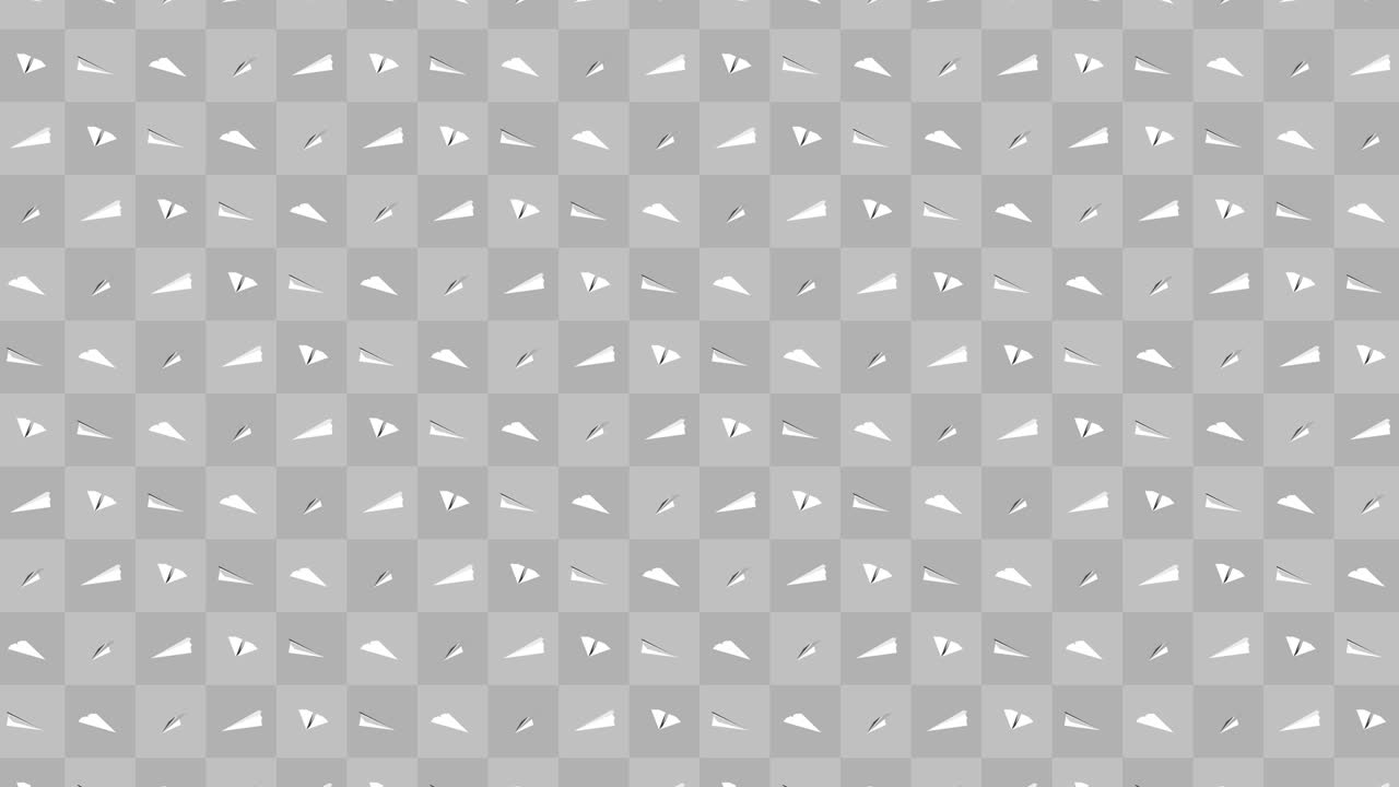 Handmade paper plane collection. Loop animation of flowing white paper plane on gray background. Business connection concept. Origami airplane flying.