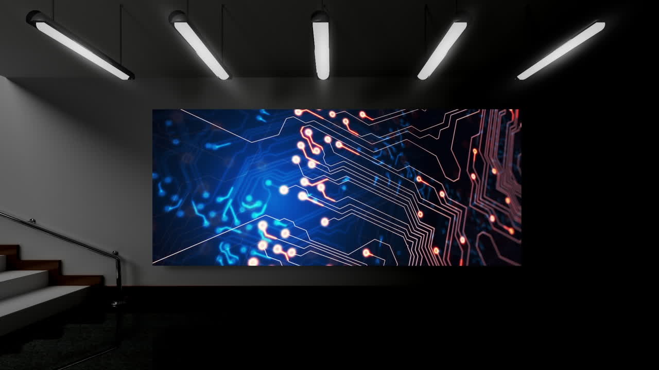 animación de la pantalla con procesamiento de datos en la oficina