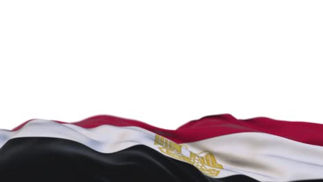 egypt fabric flag waving on the wind loop. egyptian embroidery stitched cloth banner swaying on the breeze. half-filled white background. place for text. 20 seconds loop.