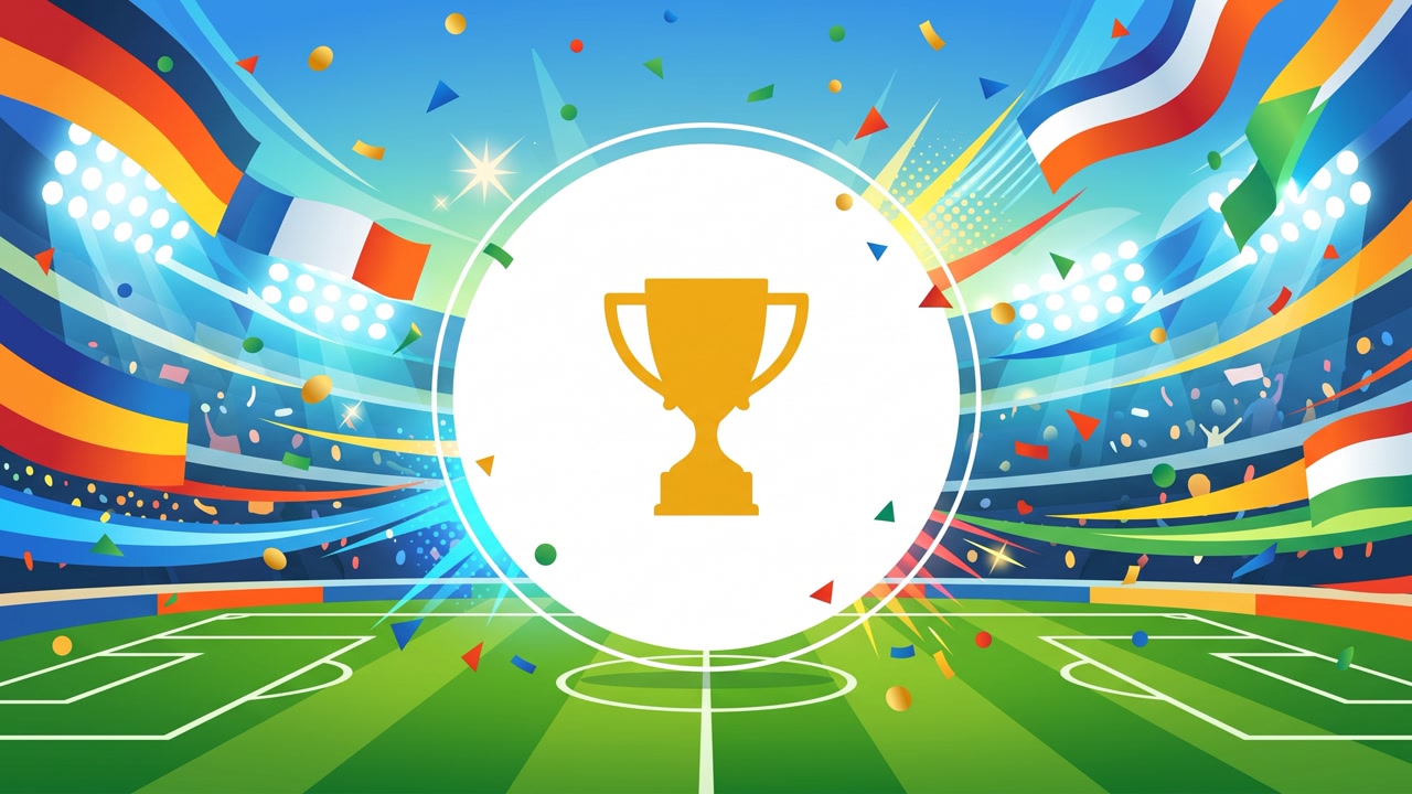 Sfondo Coppa del Mondo con Trofeo d'Oro di Calcio nello Stadio 4K