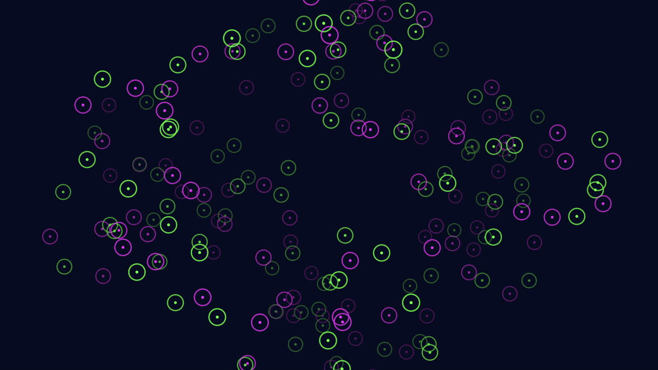 Mesmerizing circular pattern of purple and green circles on a dark background