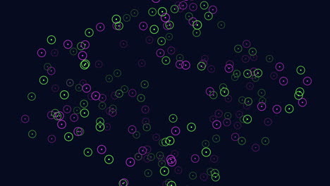 Mesmerizing-circular-pattern-of-purple-and-green-circles-on-a-dark-background