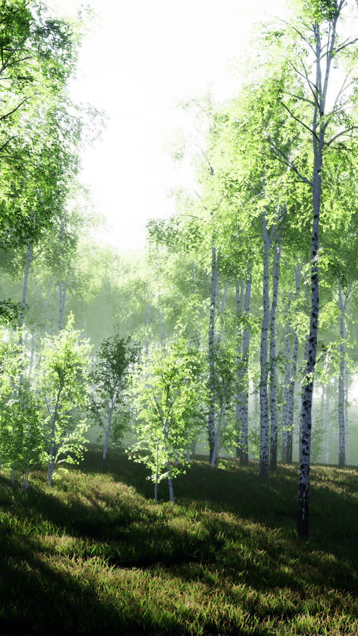 새벽에 안개가 가득한 버드 숲