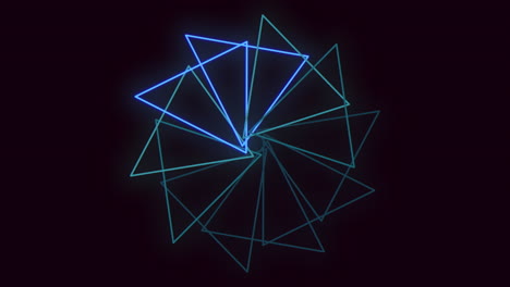 electric blue geometric glow dark 3d rendering of triangular pattern with radiant blue lines