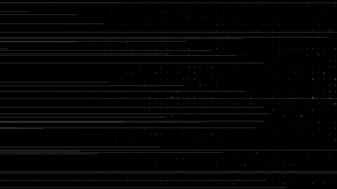 검은색 배경의 모션 디자인에 회색 최소한의 선과 점