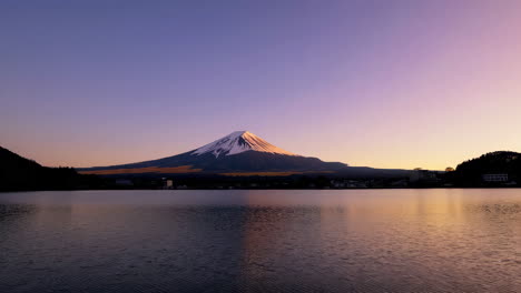 mount fuji at sunrise/sunset over a calm lake