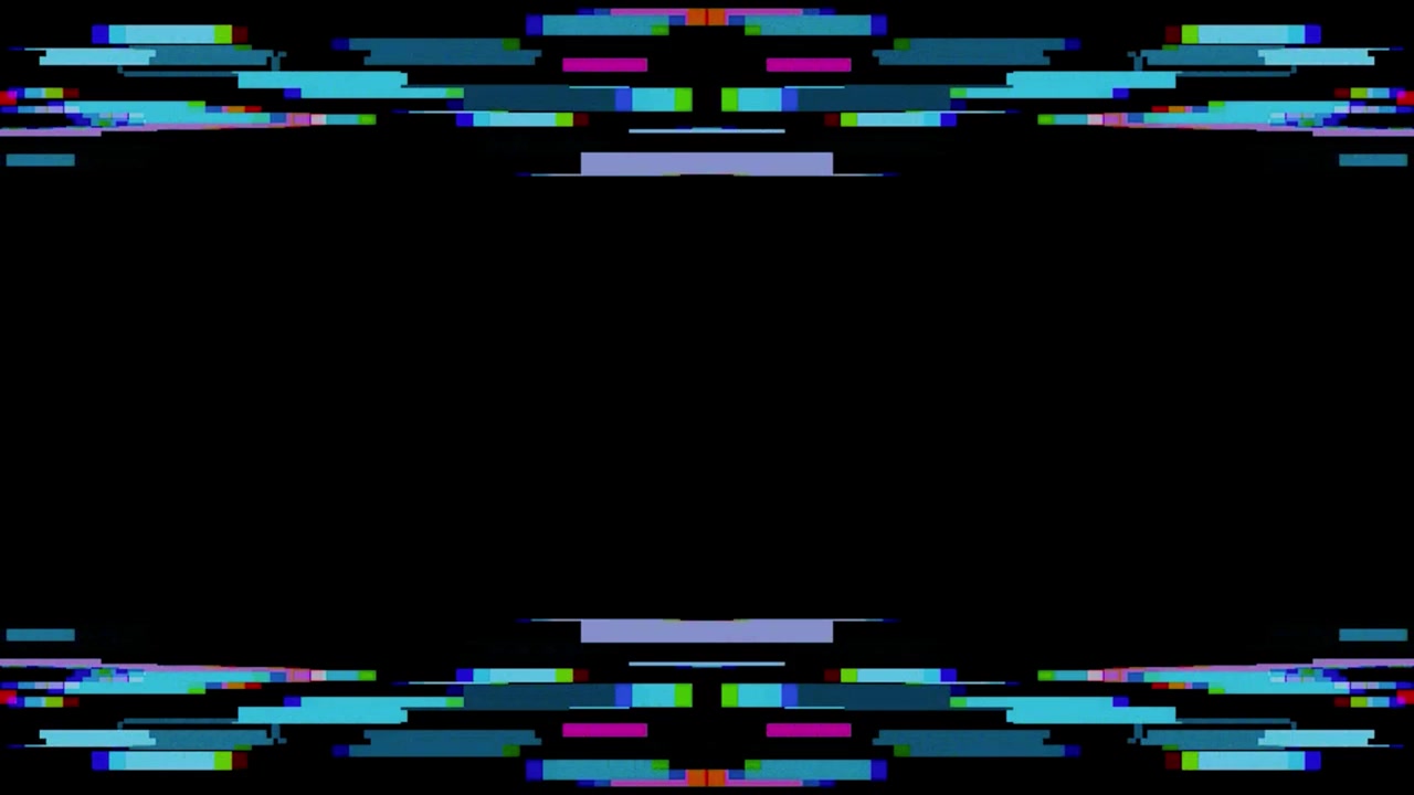 Effetto glitch digitale astratto con rettangoli colorati in movimento