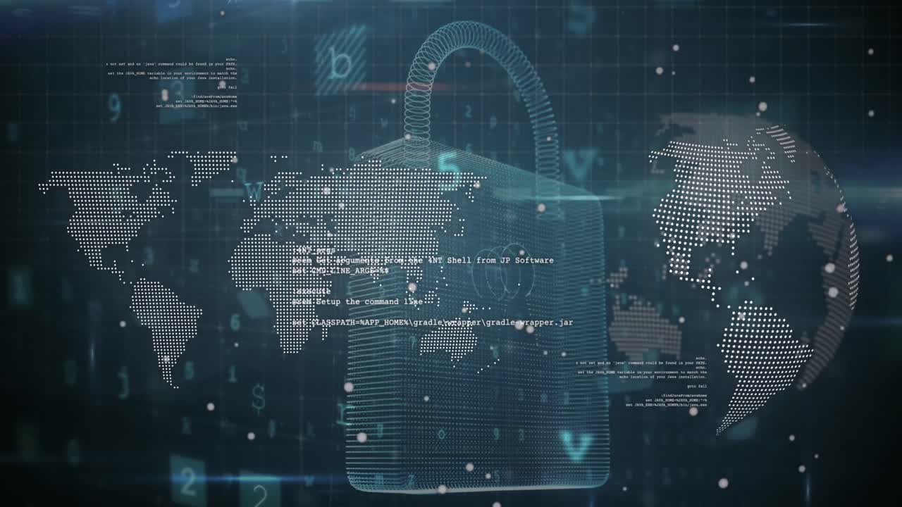 animación del candado y procesamiento de datos sobre el globo y el mapa del mundo
